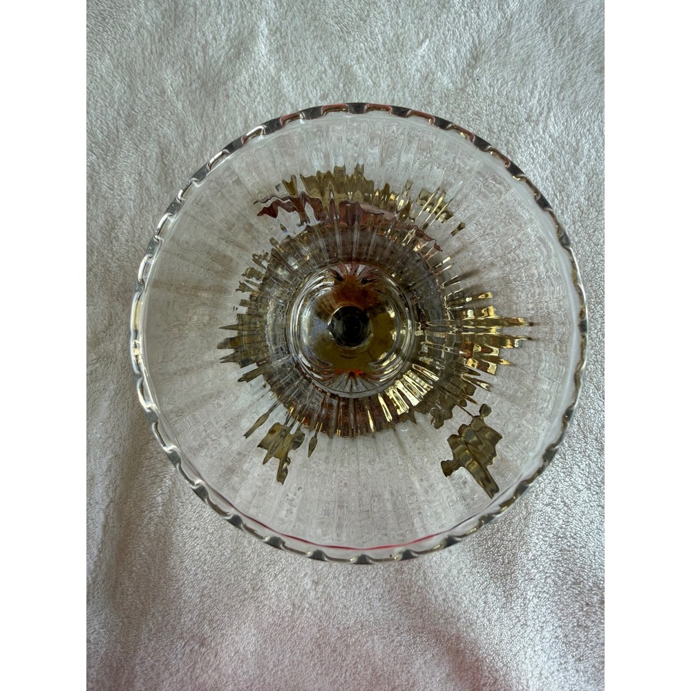 Vintage Homco Glass Candle Votive Sconce Copper Gold Leaves Brass Base Fairy - Picture 9 of 9